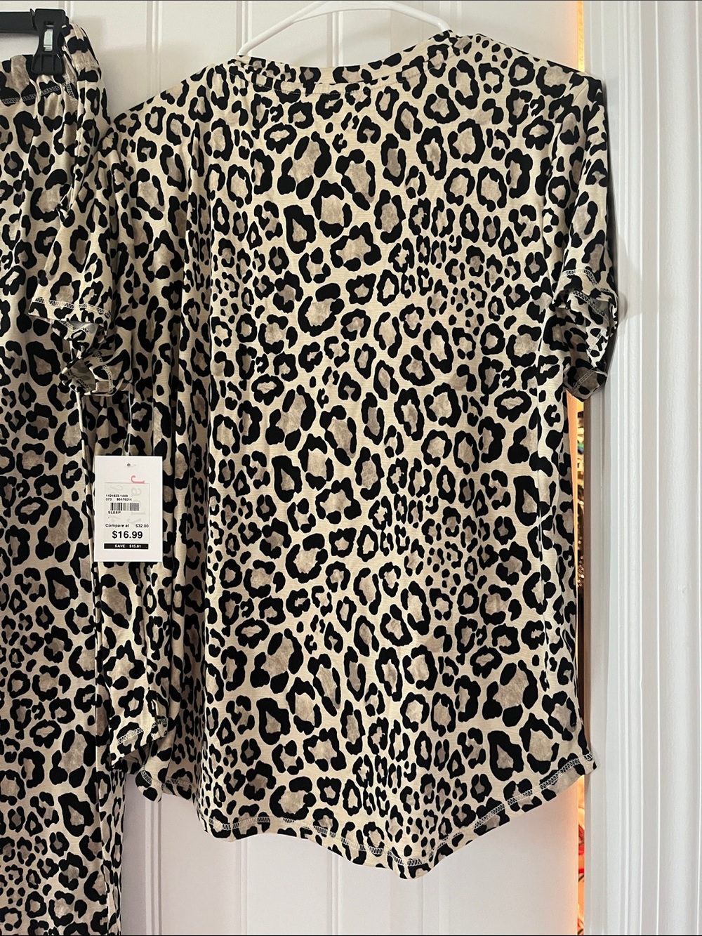Jaclyn Leopard Print 2 Piece Pajama Set - Black & Cream - Picture 4 of 7